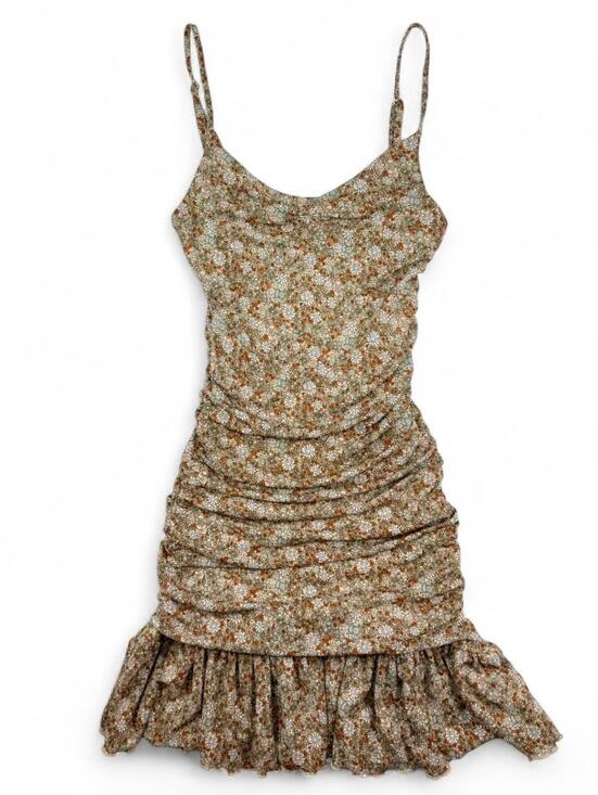 Dresses & Skirts - Floral mini dress with ruched detailing and adjustable straps